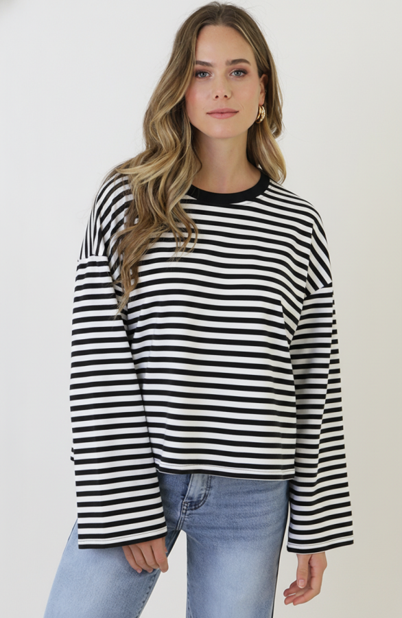 Oversized-Strepen-Top-Katoen-Black-Off-White-4