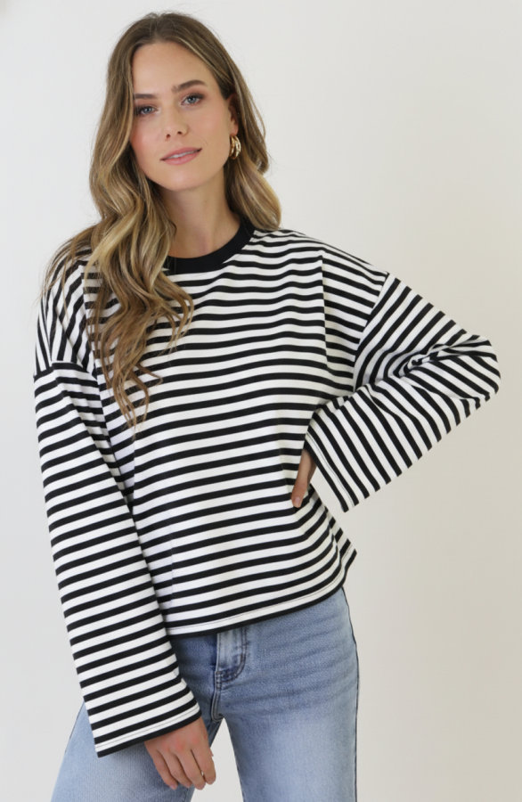 Oversized-Strepen-Top-Katoen-Black-Off-White-5
