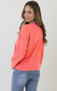 Oversized-Strepen-Top-Katoen-Fuchsia-Orange-2