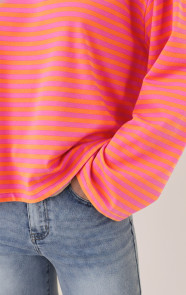 Oversized-Strepen-Top-Katoen-Fuchsia-Orange-7