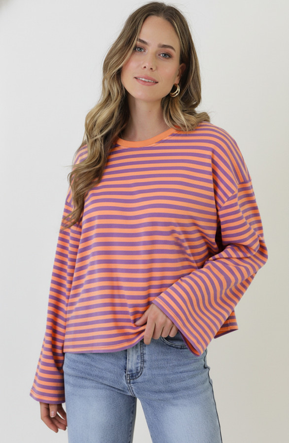 Oversized-Strepen-Top-Katoen-Lila-Orange-3