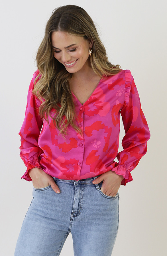 Ruffle-Silk-Blouse-Print-Roze-2