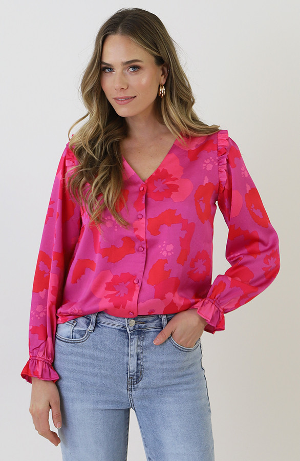 Ruffle-Silk-Blouse-Print-Roze-3