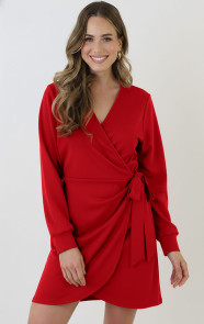 Scuba-Long-Sleeve-Jurk-Rood-3