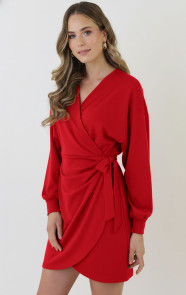Scuba-Long-Sleeve-Jurk-Rood-6