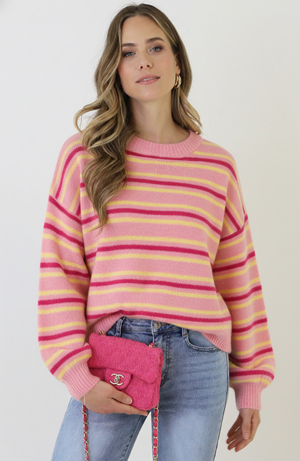 Striped-Long-Sleeve-Knit-Tricolore-Roze-2