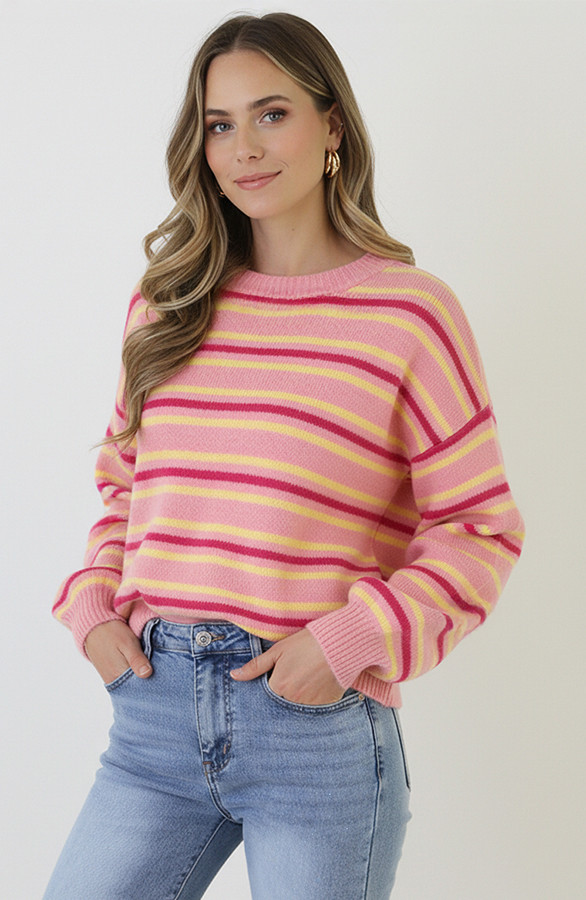 Striped-Long-Sleeve-Knit-Tricolore-Roze-6
