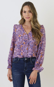 V-hals-Knopen-Blouse-Paisley-Lila-4