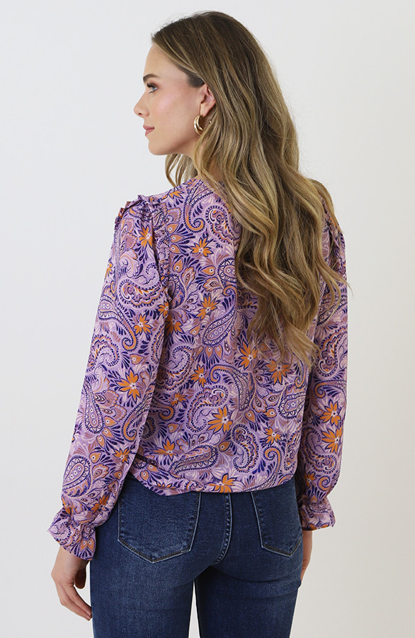 V-hals-Knopen-Blouse-Paisley-Lila-6