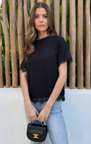 Kanten-T-shirt-Katoen-Zwart-2