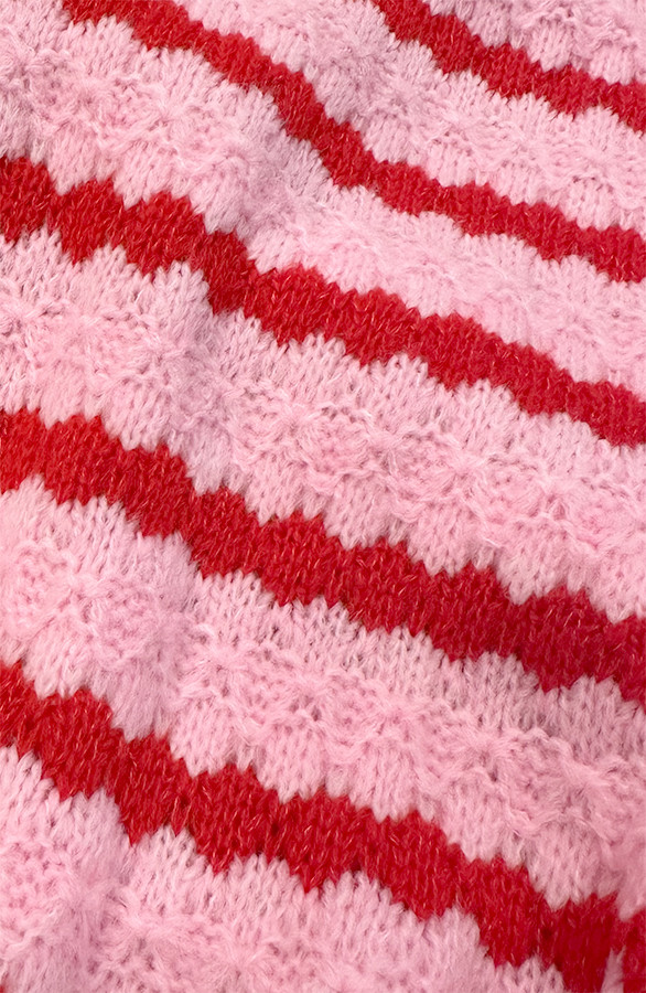 Knitted-Striped-Short-Sleeve-Top-Roze