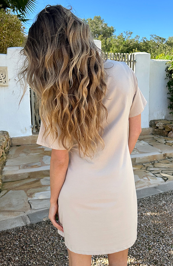 Knotted-T-shirt-Dress-Beige-5