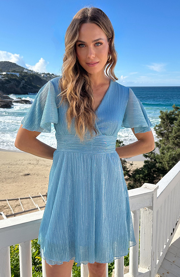 Lurex-Waistband-Dress-Short-Sleeve-Light-Blue-4