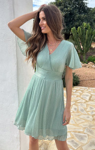 Lurex-Waistband-Dress-Short-Sleeve-Mint-63-1