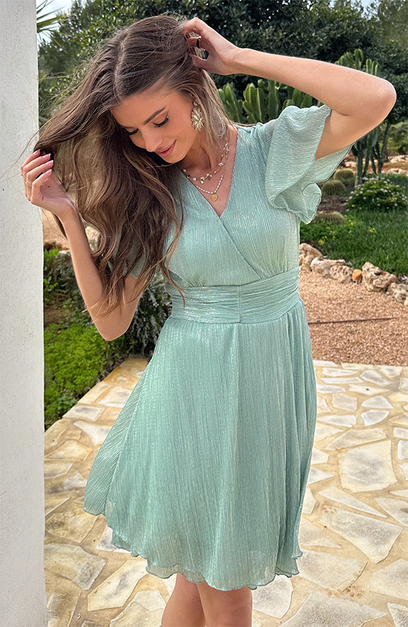 Lurex-Waistband-Dress-Short-Sleeve-Mint-63-2