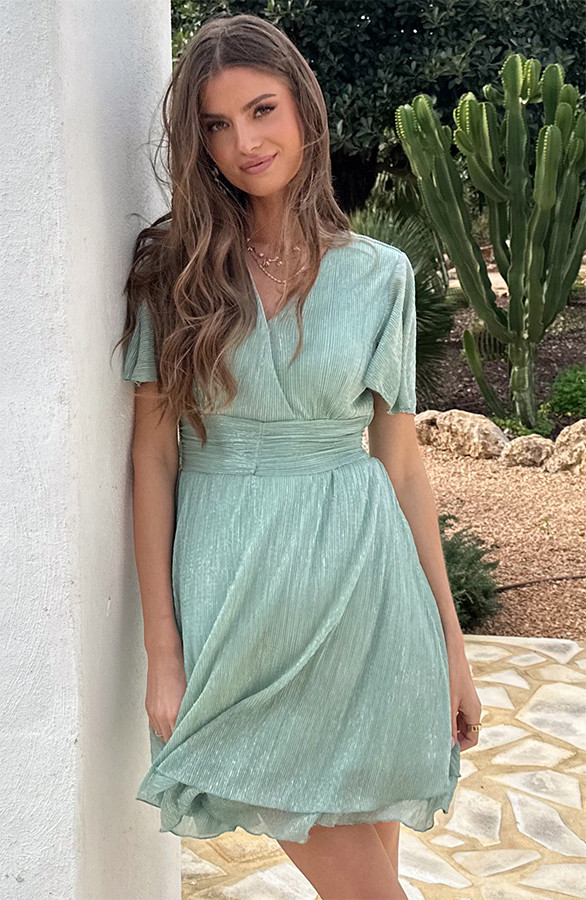 Lurex-Waistband-Dress-Short-Sleeve-Mint-63-3