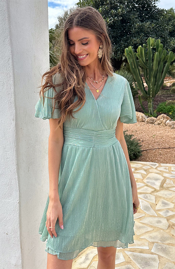 Lurex-Waistband-Dress-Short-Sleeve-Mint-63-6