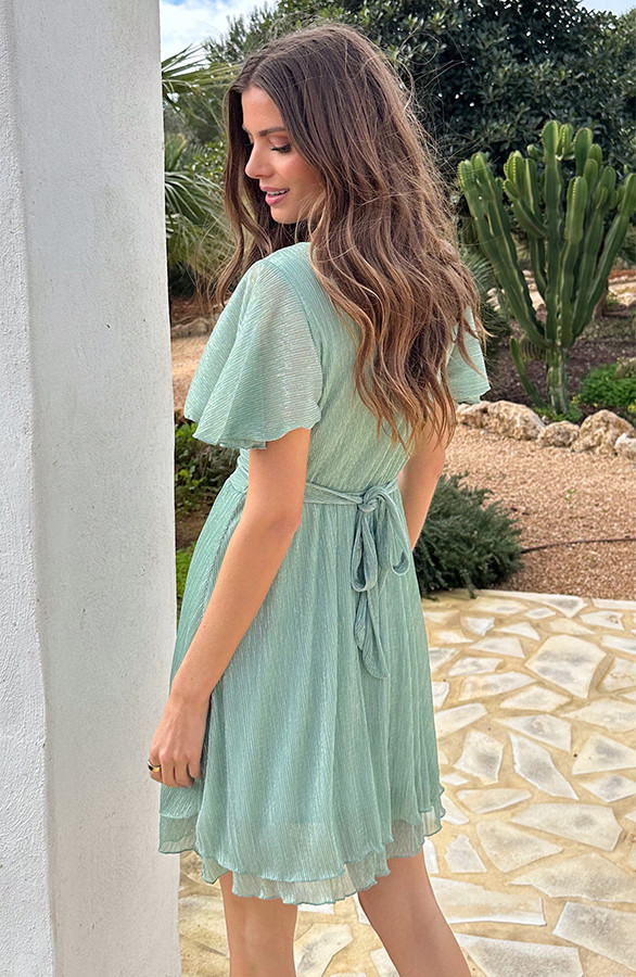 Lurex-Waistband-Dress-Short-Sleeve-Mint-63-7