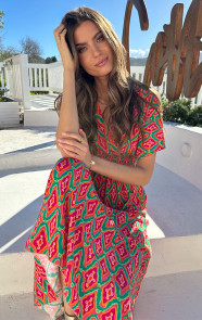 Maxi-Dress-Colorful-Print-Green-Orange-1