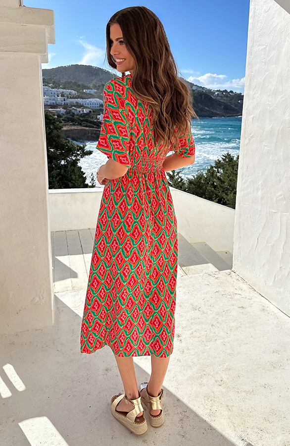 Maxi-Dress-Colorful-Print-Green-Orange-11