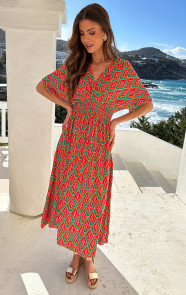 Maxi-Dress-Colorful-Print-Green-Orange-6