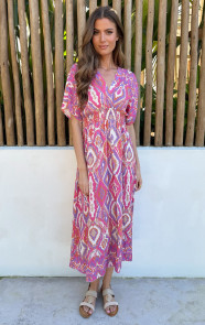Maxi-Dress-Colorful-Print-Roze-Lila-2
