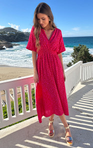 Maxi-Jurk-Mousseline-Leopard-Fuchsia-Red-9
