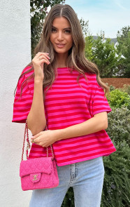 Oversized-Katoenen-Strepen-Top-Fuchsia-Rood-8