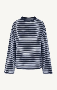 Oversized-Strepen-Top-Katoen-Double-Marine