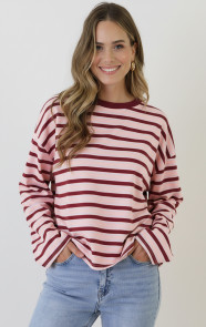 Oversized-Strepen-Top-Katoen-Tricolore-Burgundy-Roze-6-1