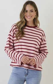 Oversized-Strepen-Top-Katoen-Tricolore-Burgundy-Roze-6-4