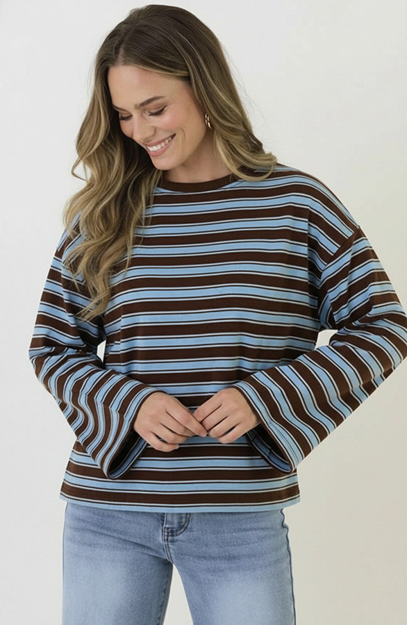 Oversized-Strepen-Top-Katoen-Tricolore-Choco-88-2