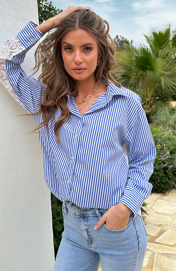 Oversized-Stripe-Lace-Blouse-Blue-7-7