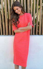 Oversized-Stripe-Short-Sleeve-Tuniek-Oranje-Roze-6