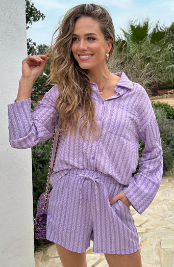 Oversize-Bluse mit Details Lila