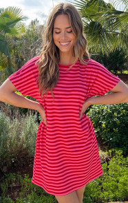 Pocket-Tuniek-Strepen-Fuchsia-Rood-3