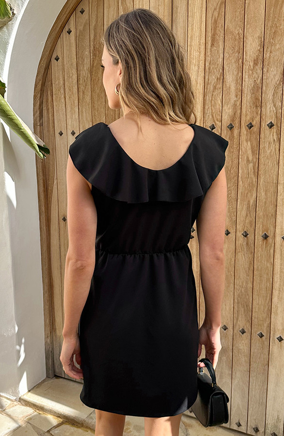 Ruffle-Scuba-Jurk-Zwart-10