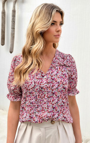 Ruffle-Top-Met-Pofmouwen-Print-Roze-2