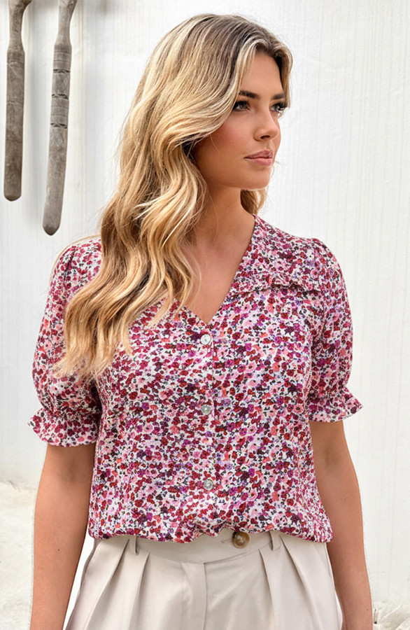Ruffle-Top-Met-Pofmouwen-Print-Roze-2