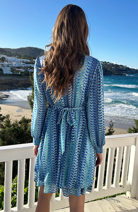Smocked-Waistband-Lurex-Jurk-Kobalt-100-2