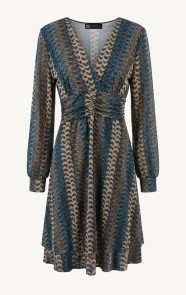 Smocked-Waistband-Lurex-Jurk-Marine
