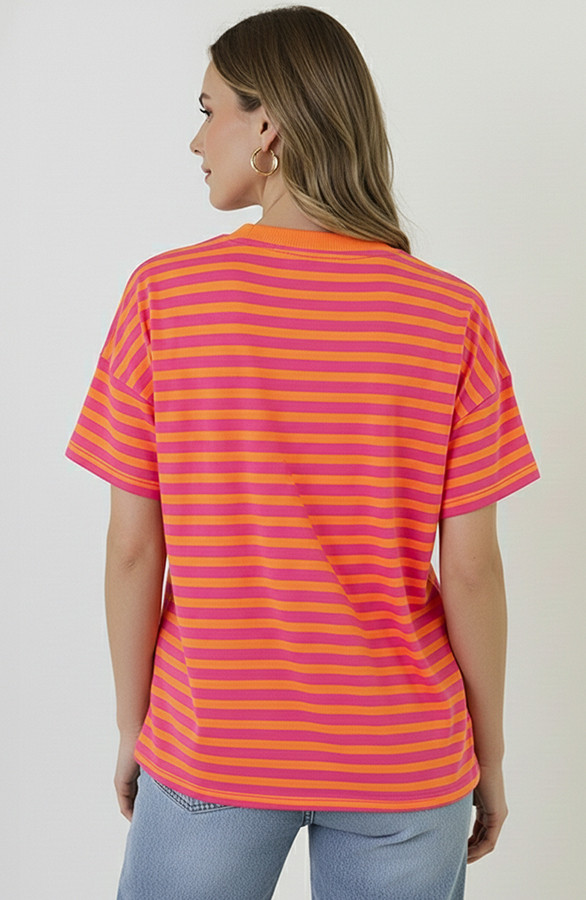 Strepen-T-Shirt-Katoen-Fuchsia-Orange-68-1