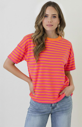 Strepen-T-Shirt-Katoen-Fuchsia-Orange-68-2