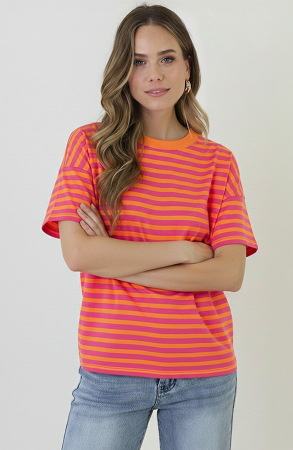 Strepen-T-Shirt-Katoen-Fuchsia-Orange-68-3