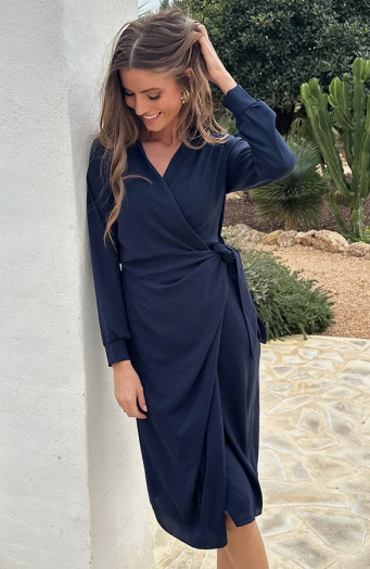 V-hals-Overslag-Jurk-Marine-1