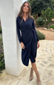 V-hals-Overslag-Jurk-Marine-2
