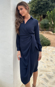 V-hals-Overslag-Jurk-Marine-6