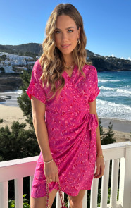 Wrap-Jurk-Print-Fuchsia-Pink-4