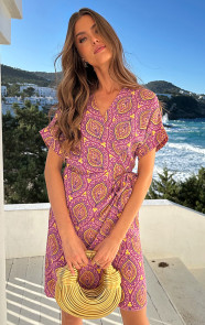Wrap-Jurk-Print-Paars-Geel-3