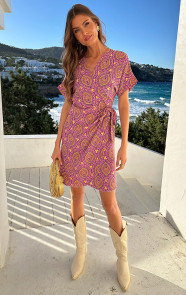 Wrap-Jurk-Print-Paars-Geel-6